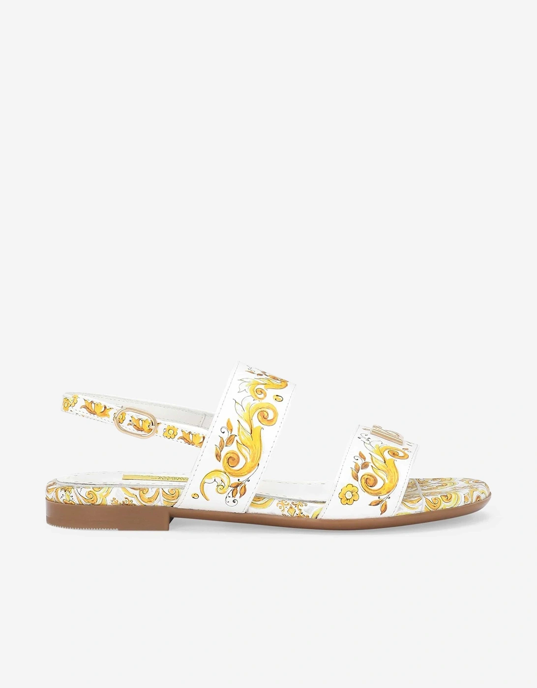 Girls Leather Maiolica Sandals in Yellow, 5 of 4