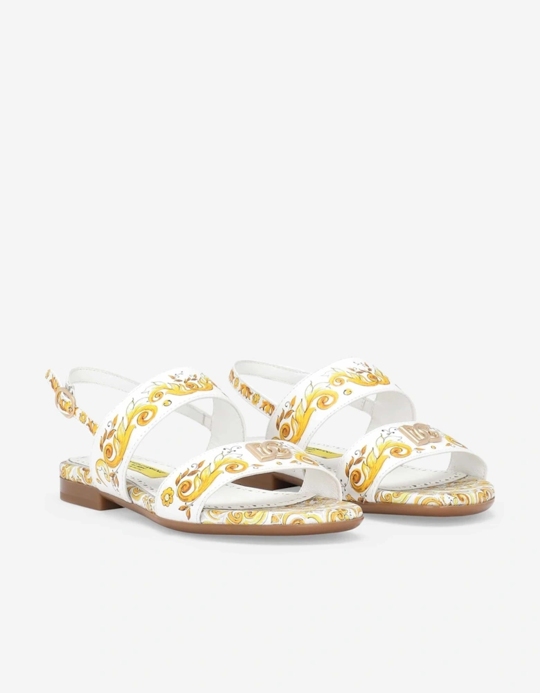 Girls Leather Maiolica Sandals in Yellow