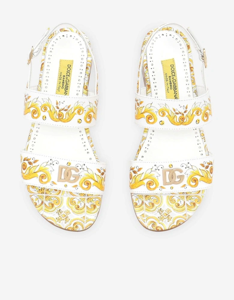 Girls Leather Maiolica Sandals in Yellow