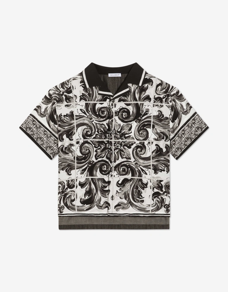 Boys Majolica Print Shirt in Black
