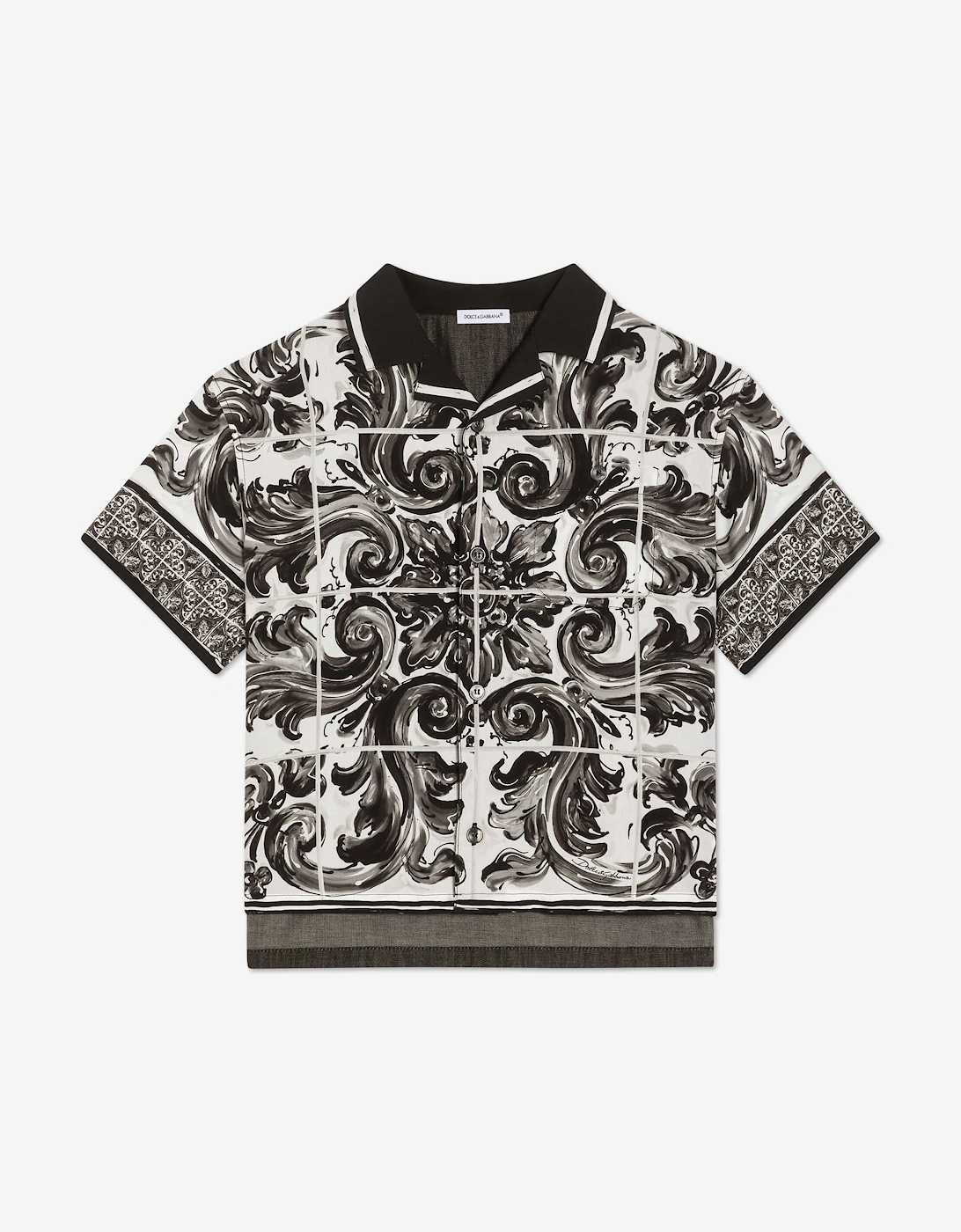 Boys Majolica Print Shirt in Black, 5 of 4
