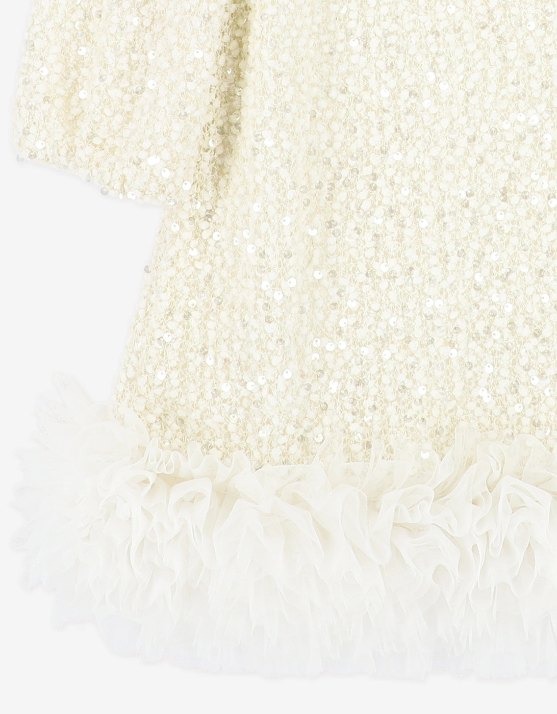 Angels Face Girls Jeanette Boucle Sequin Dress in White