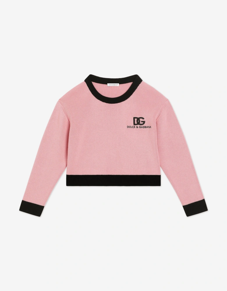 Girls Cashmere Logo Jumper in Pink