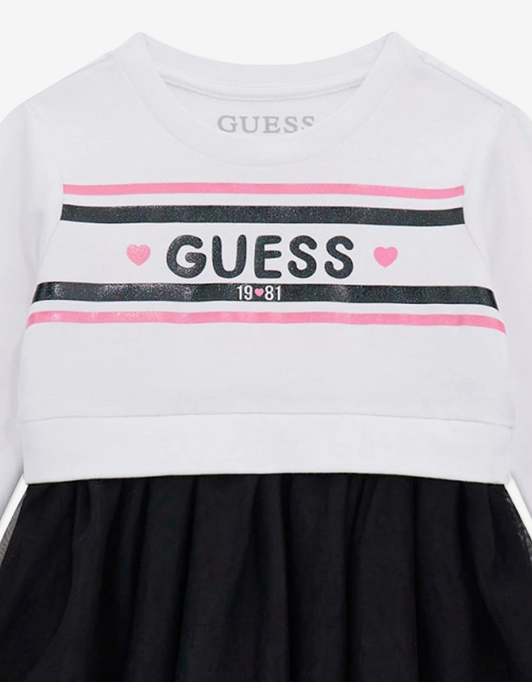 Girls Mixed Fabric Dress in White