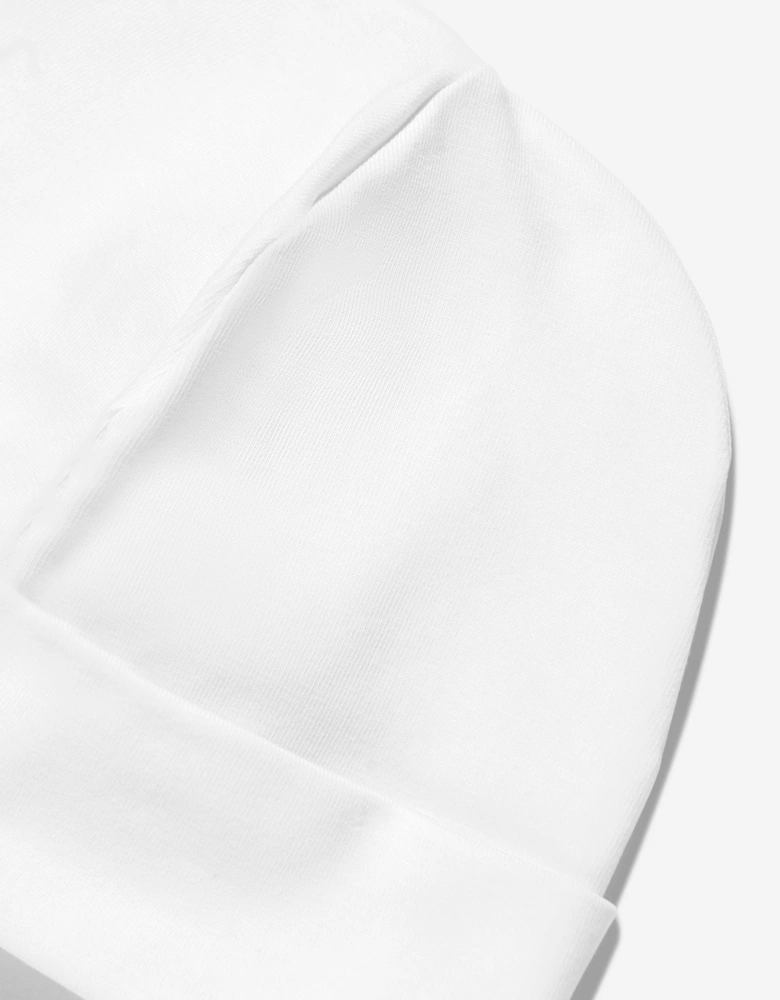 Baby Girls Embroidered Logo Beanie in White