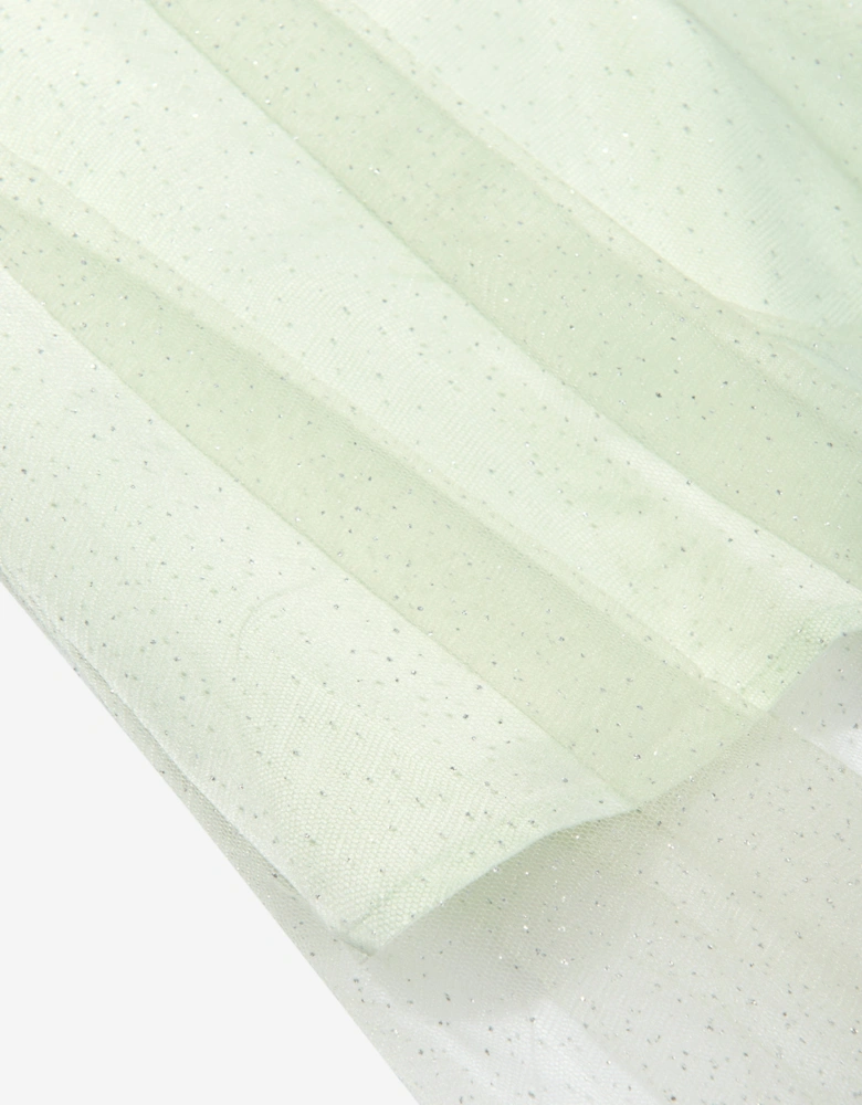 Girls Shimmer Layered Dress in Green