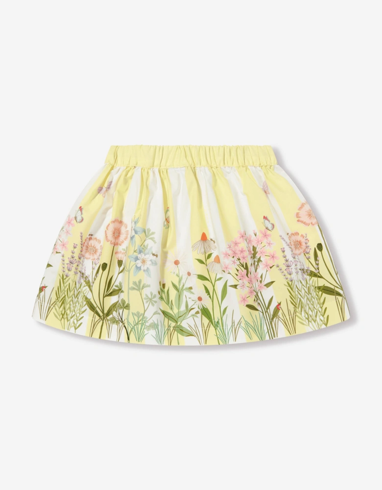 Baby Girls Striped Floral Skirt in Yellow