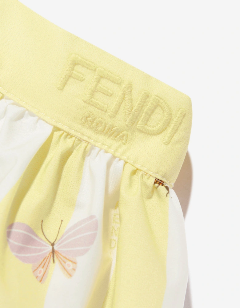 Baby Girls Striped Floral Skirt in Yellow