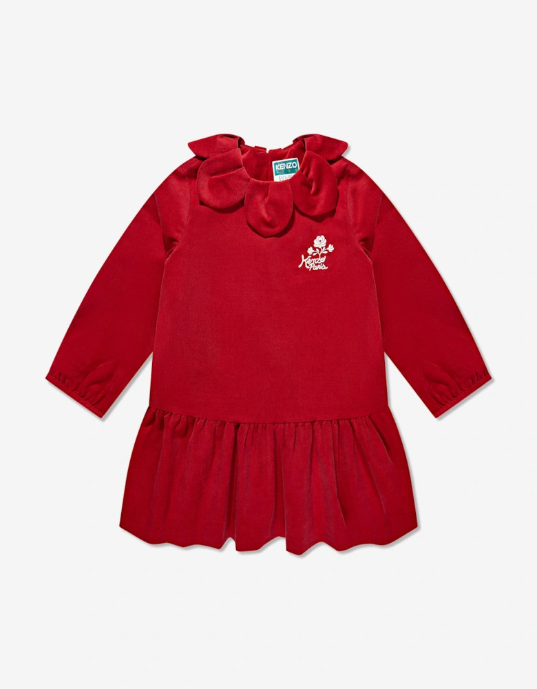 Girls Palatine Velvet Dress in Red