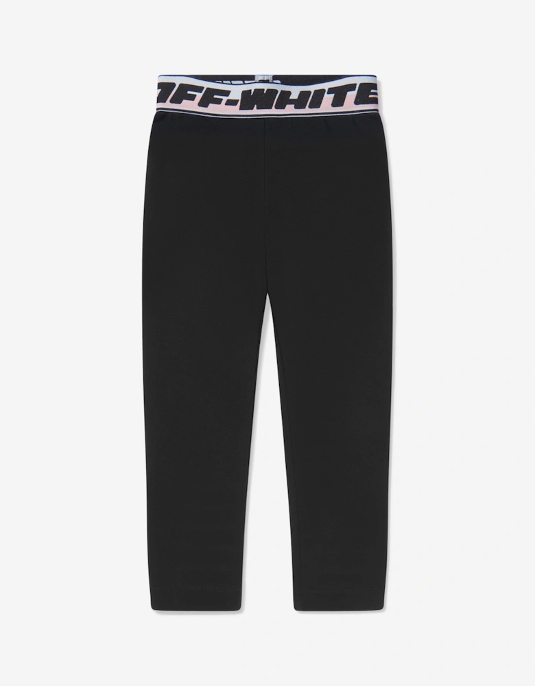 Girls Logo Band Leggings in Black