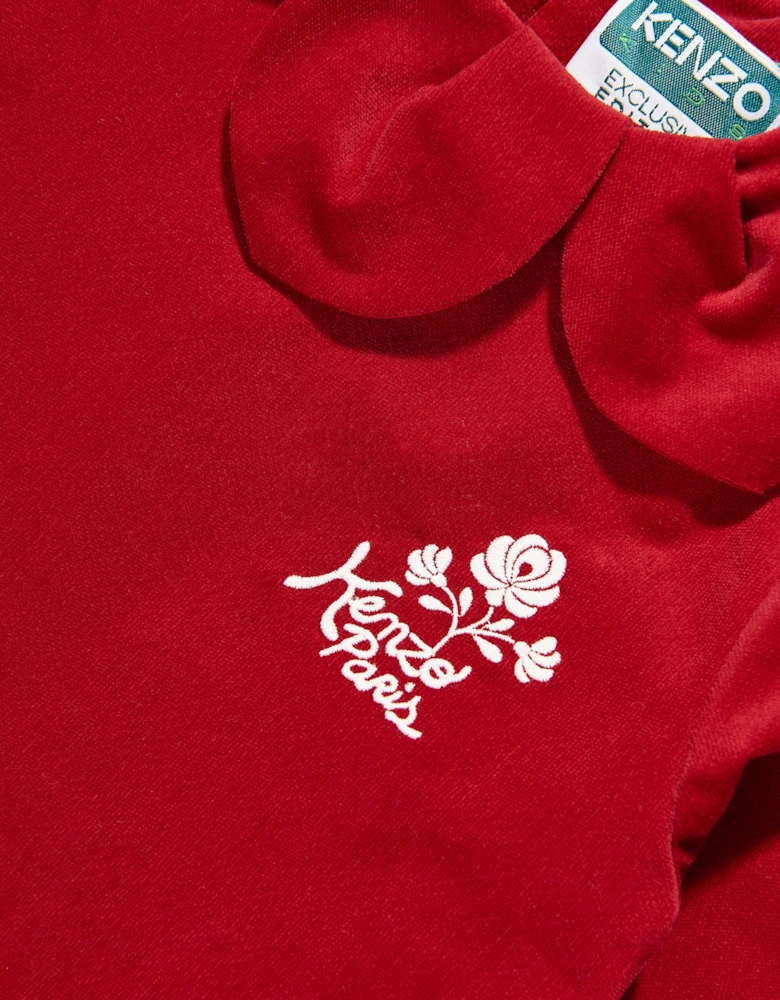Girls Palatine Velvet Dress in Red