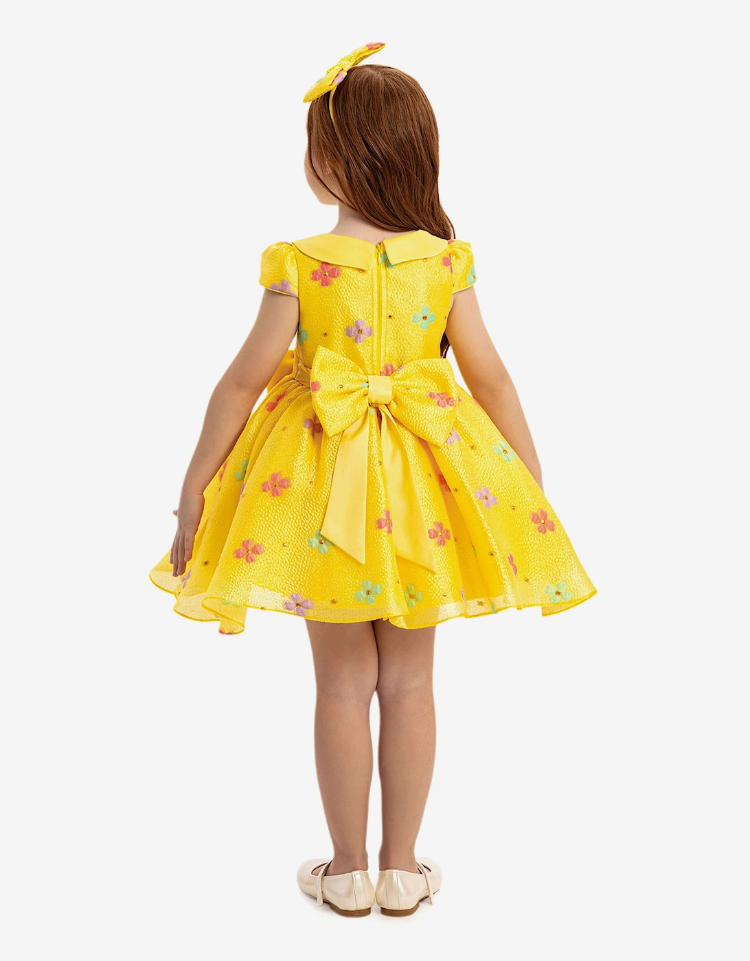 Baby Girls Floral Dress with Headband in Yellow
