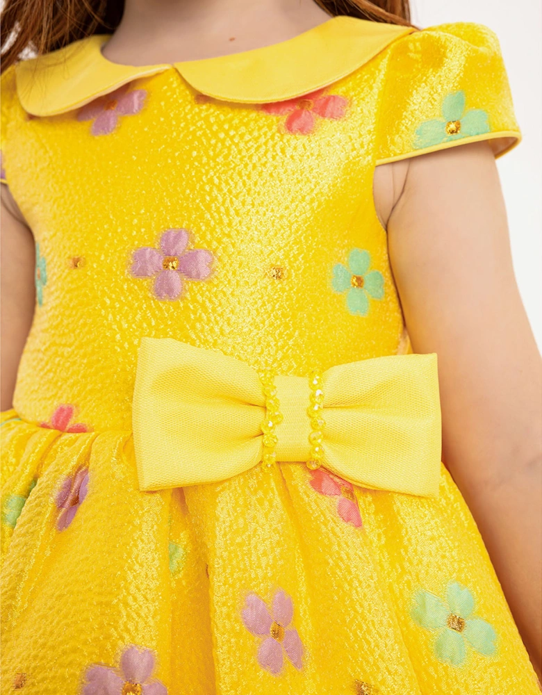 Baby Girls Floral Dress with Headband in Yellow