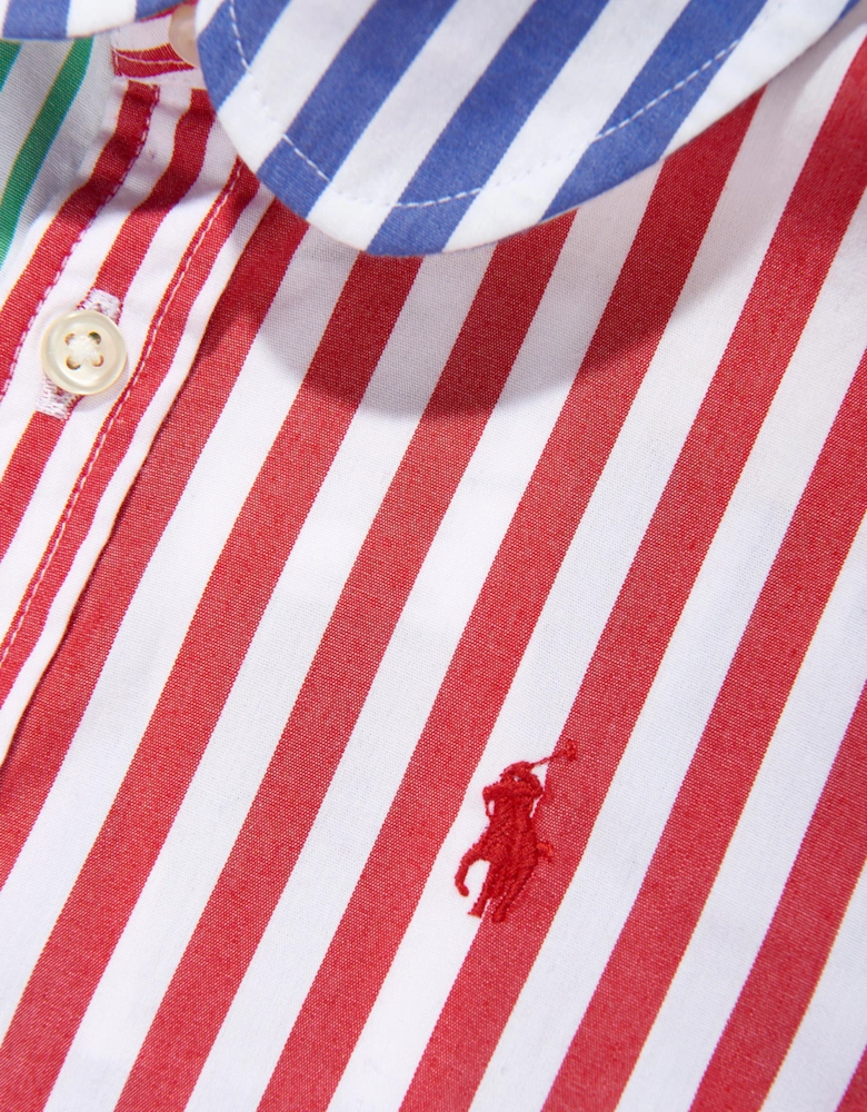 Girls Striped Shirt Dress in Multicolour