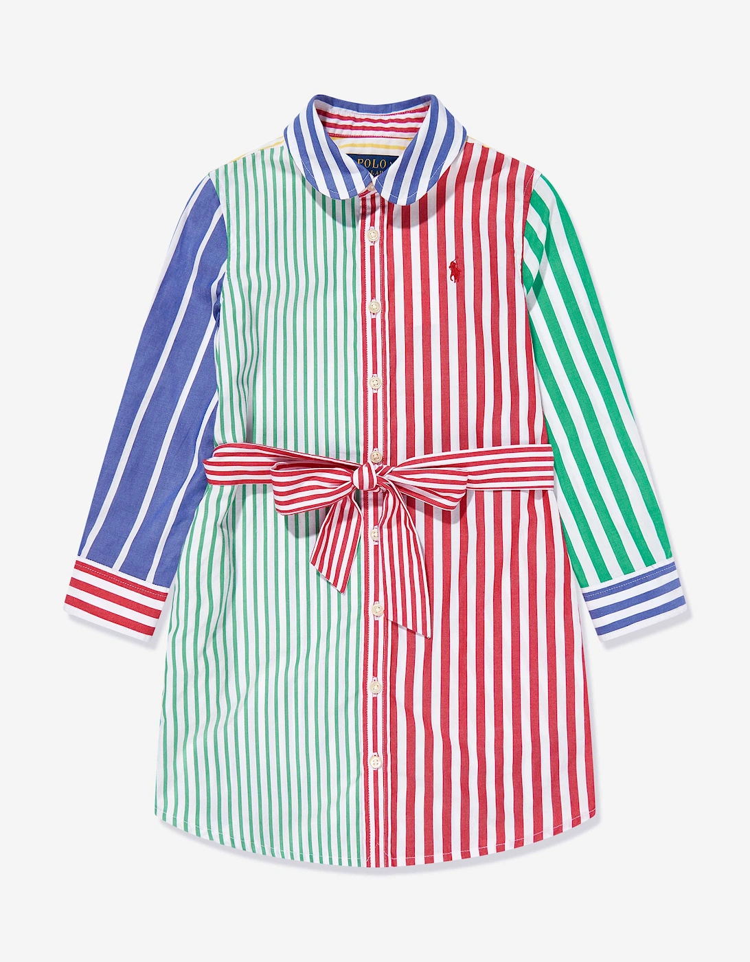 Girls Striped Shirt Dress in Multicolour, 6 of 5