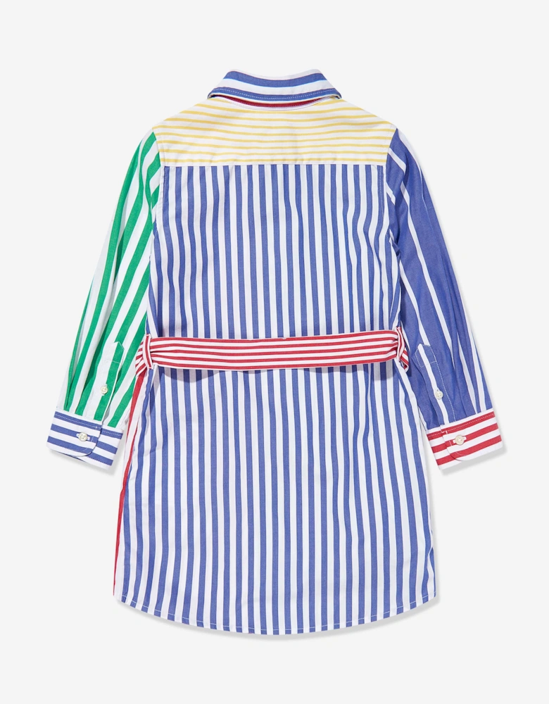 Girls Striped Shirt Dress in Multicolour