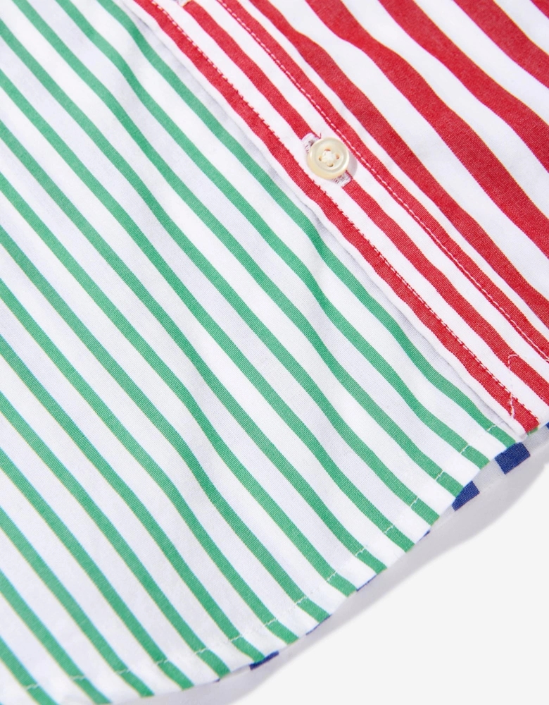 Girls Striped Shirt Dress in Multicolour