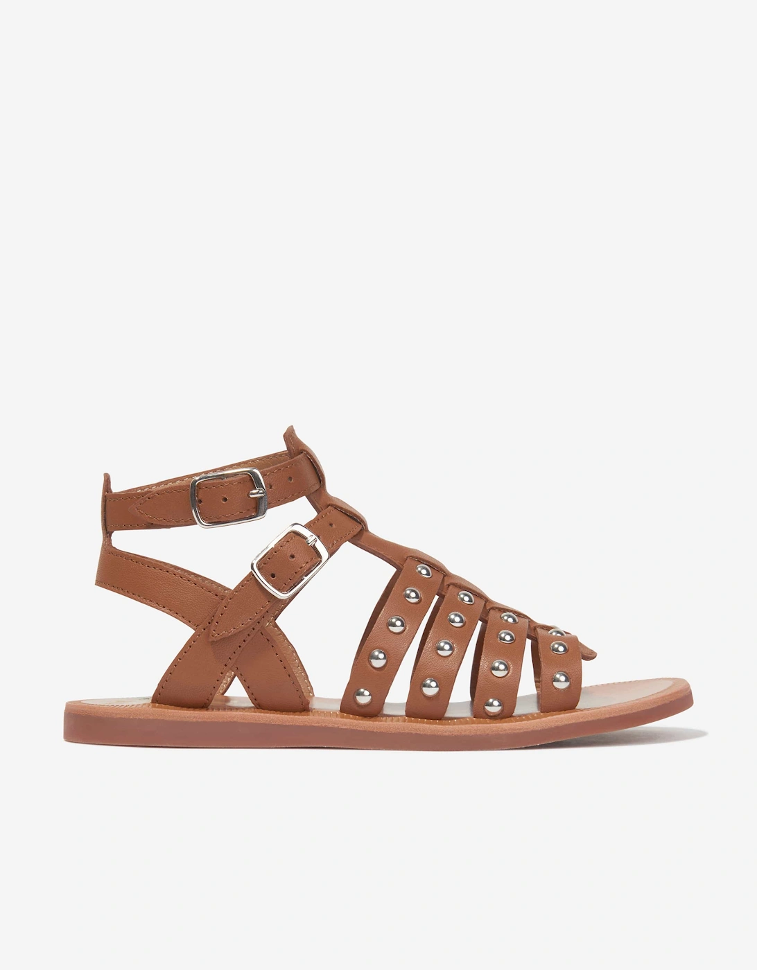Pom D'Api Girls Leather Plagette Stud Sandals in Camel, 5 of 4