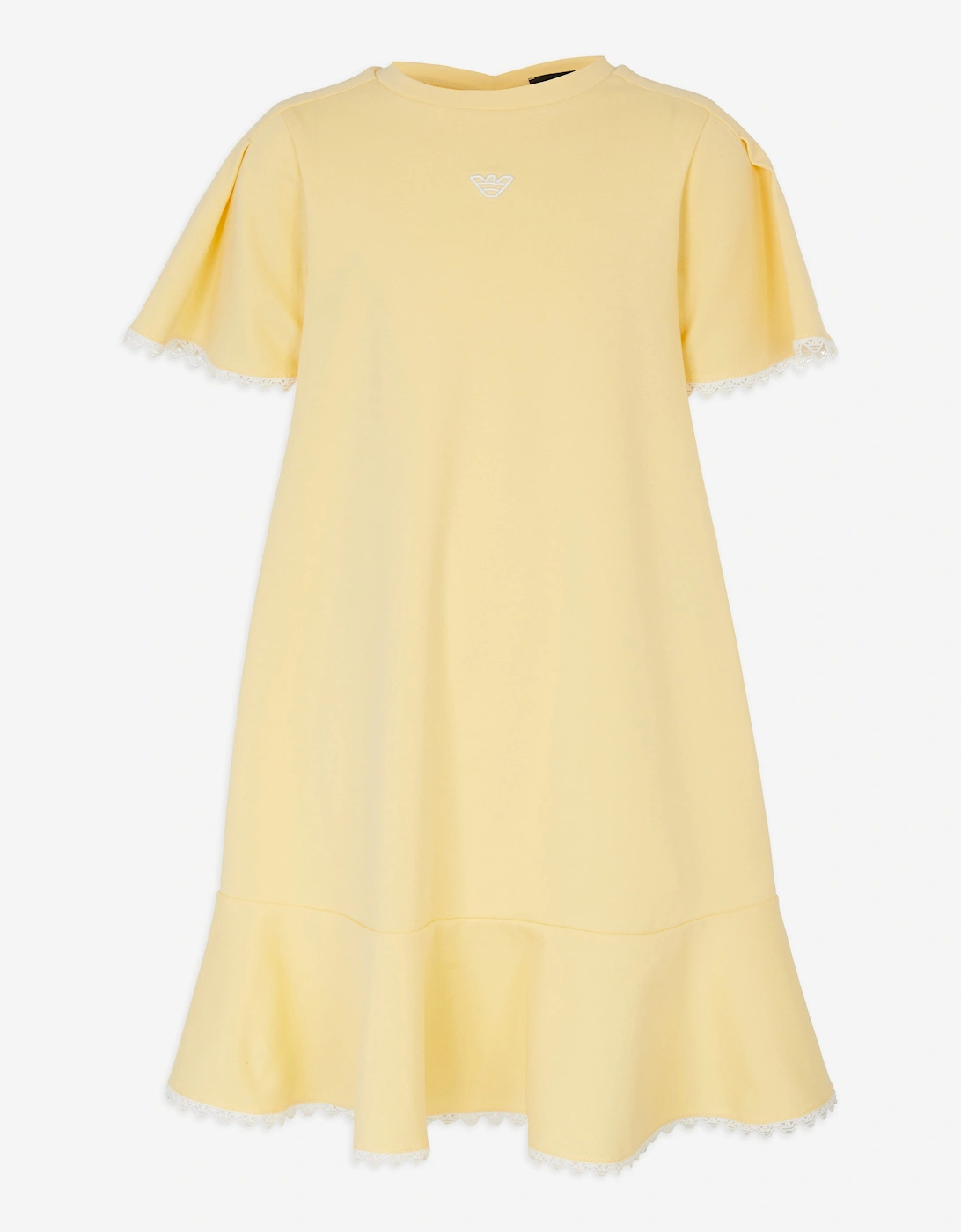 Girls Embroidered Jersey Dress in Yellow, 5 of 4