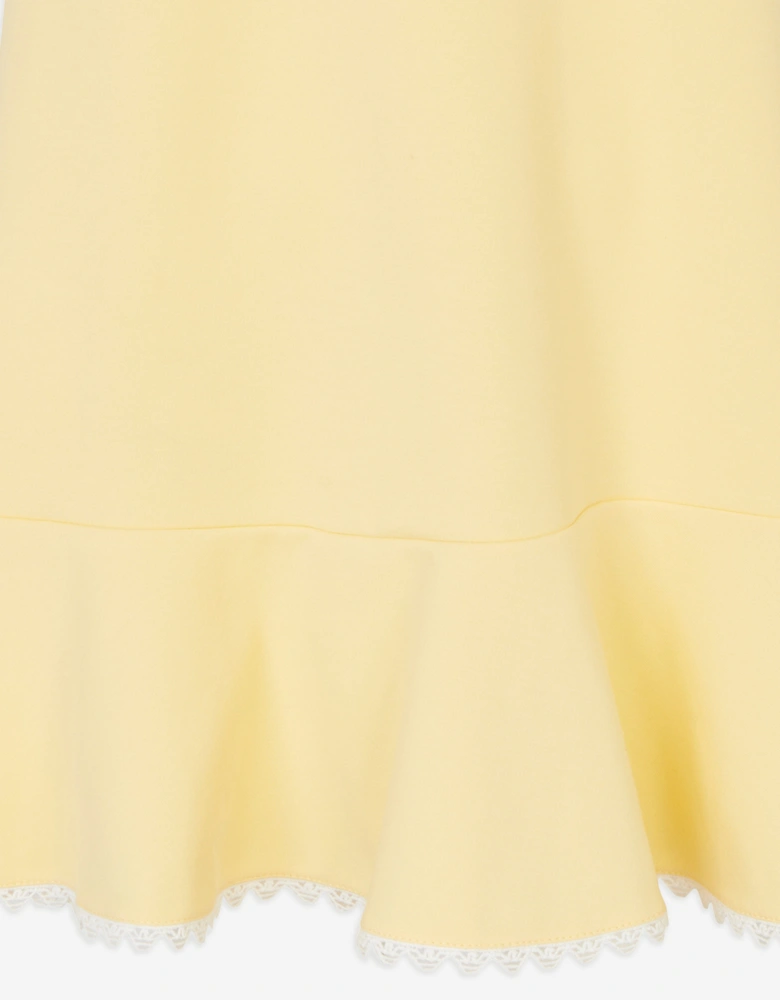 Girls Embroidered Jersey Dress in Yellow
