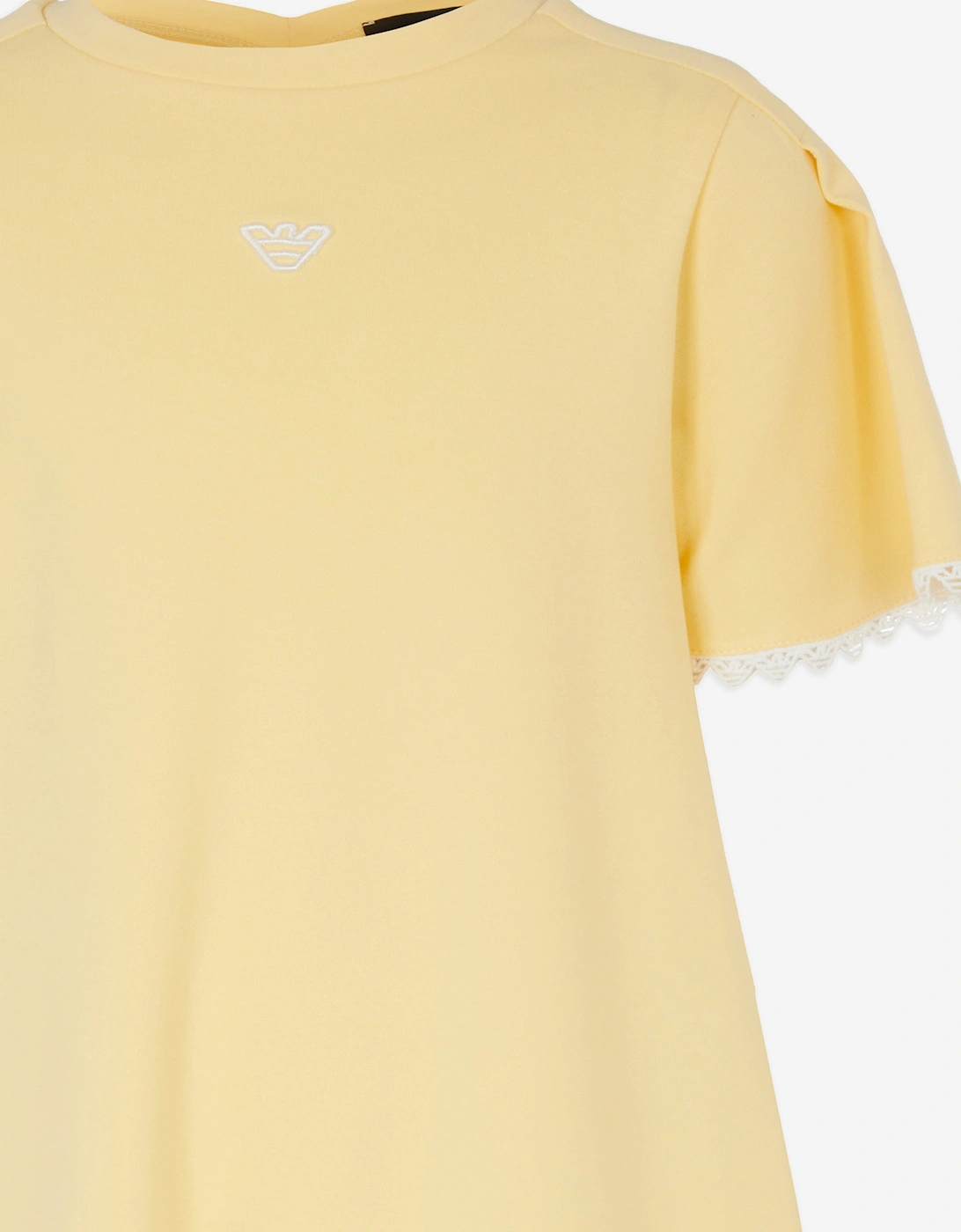 Girls Embroidered Jersey Dress in Yellow