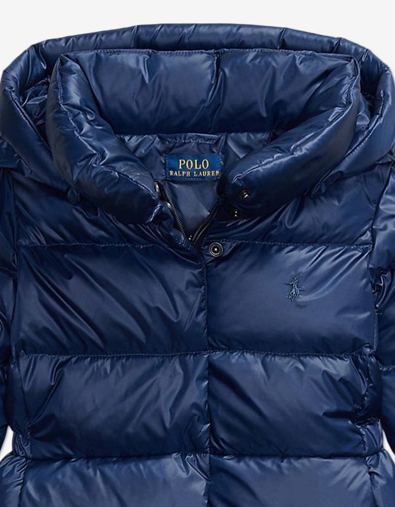 Girls Down Padded Coat in Navy
