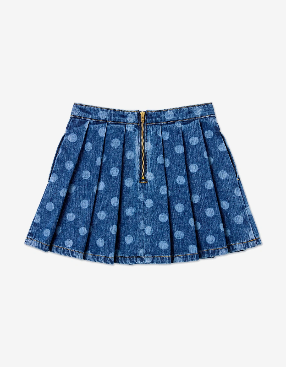 Girls Polka Dot Denim Skirt in Blue
