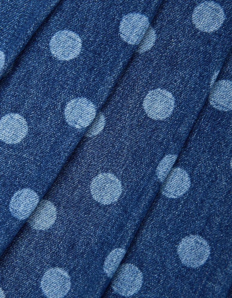 Girls Polka Dot Denim Skirt in Blue