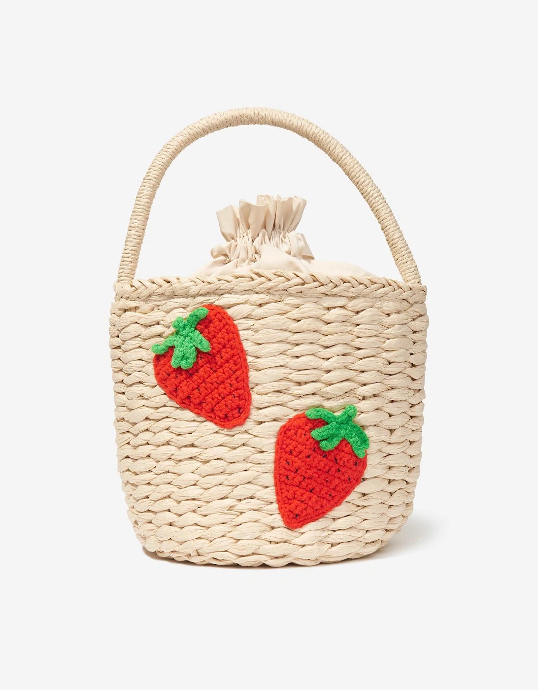 Girls Strawberry Bucket Bag in Beige (19cm), 5 of 4