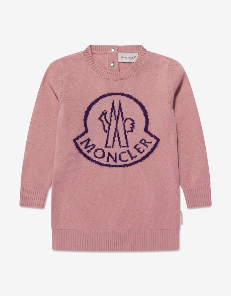 Enfant Baby Girls Knitted Logo Dress in Pink