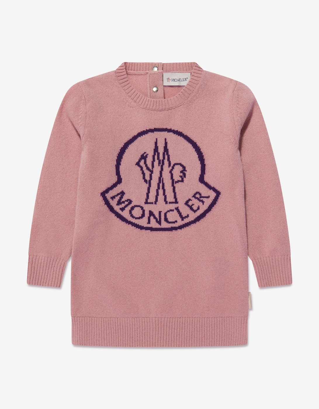 Enfant Baby Girls Knitted Logo Dress in Pink, 5 of 4