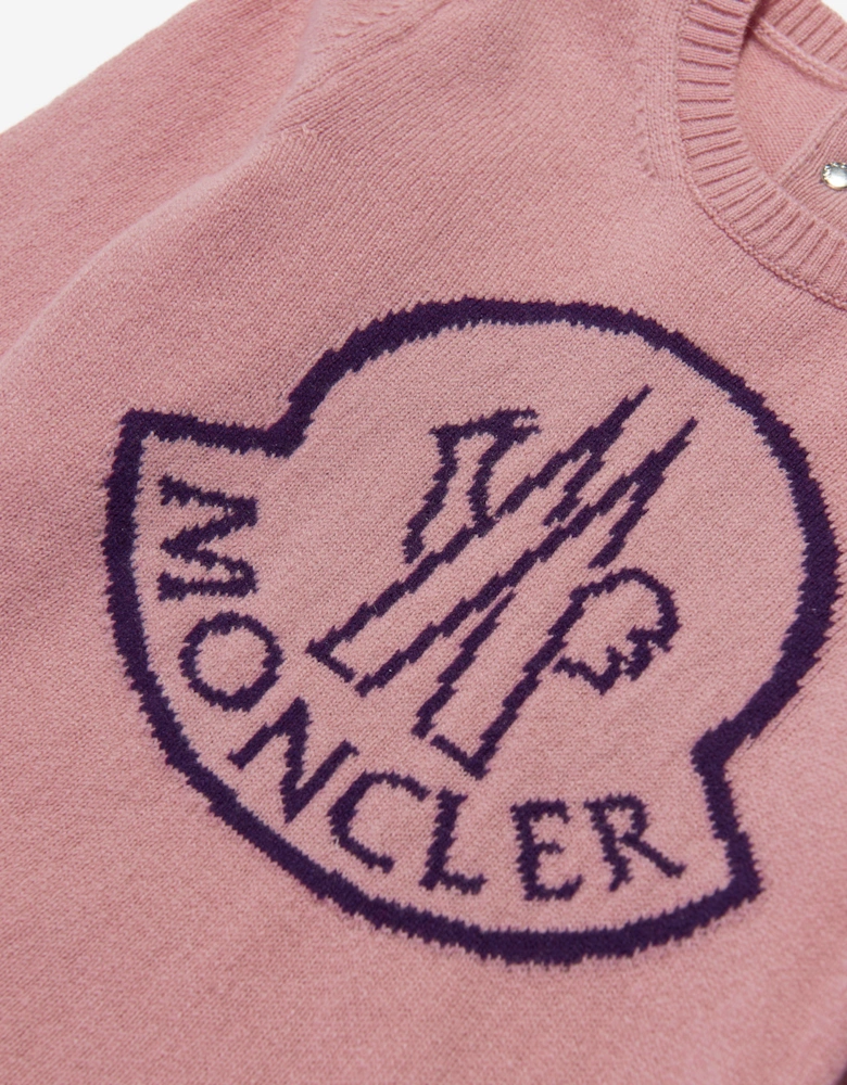 Enfant Baby Girls Knitted Logo Dress in Pink