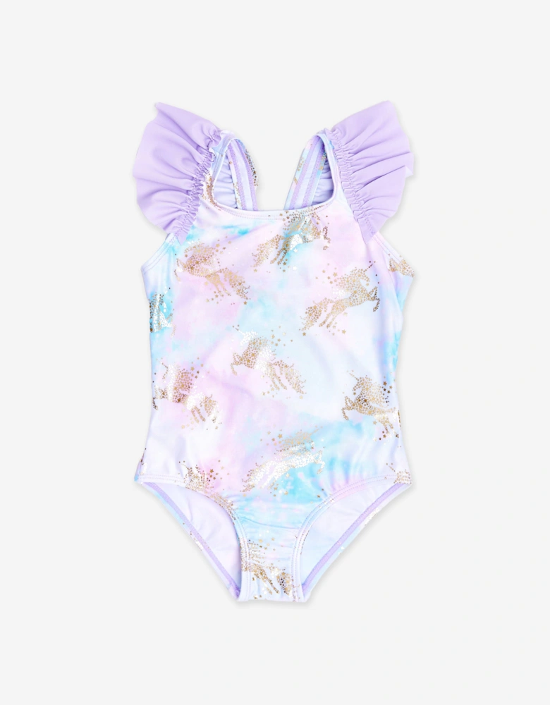 Girls Unicorn Swimsuit in Purple (UPF50+)