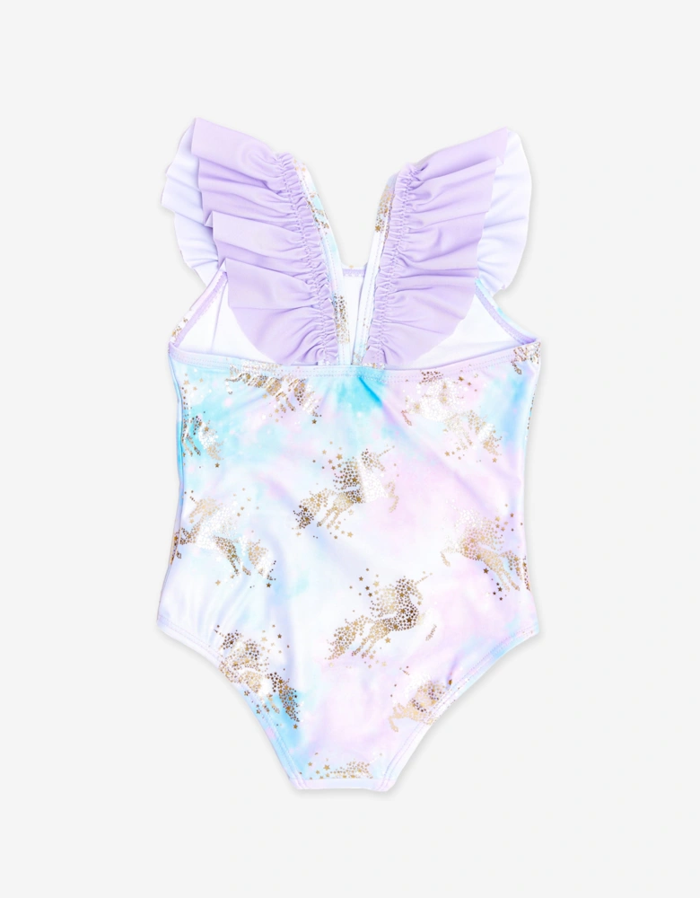 Girls Unicorn Swimsuit in Purple (UPF50+)