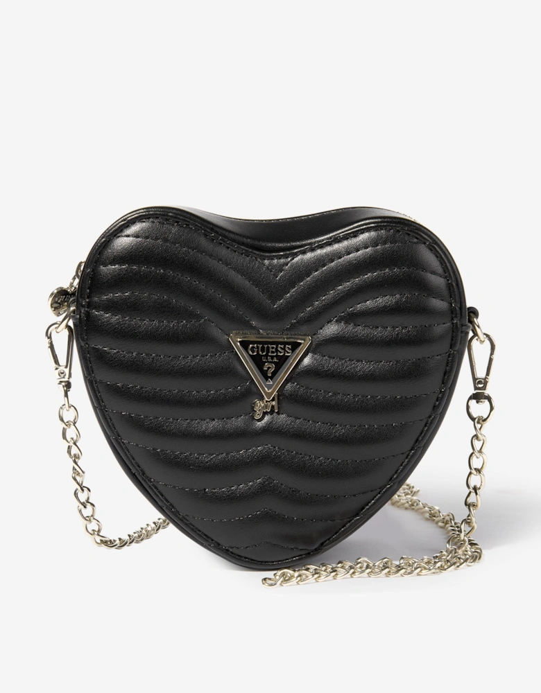 Girls Heart Crossbody Bag in Black (16cm)