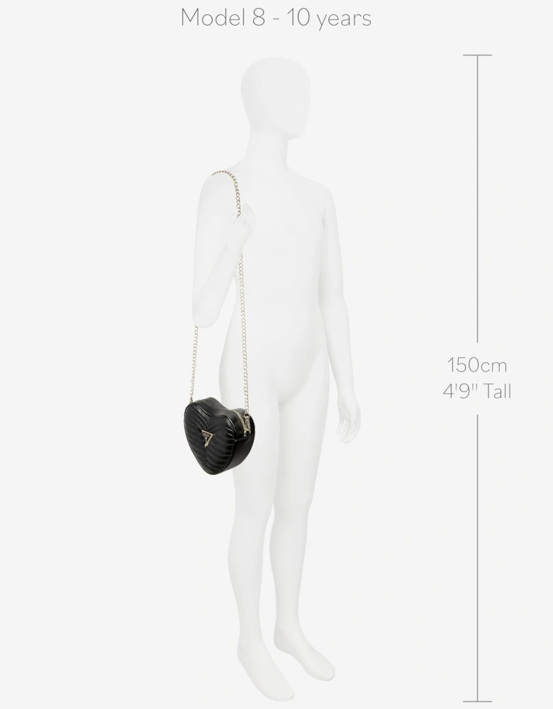 Girls Heart Crossbody Bag in Black (16cm)