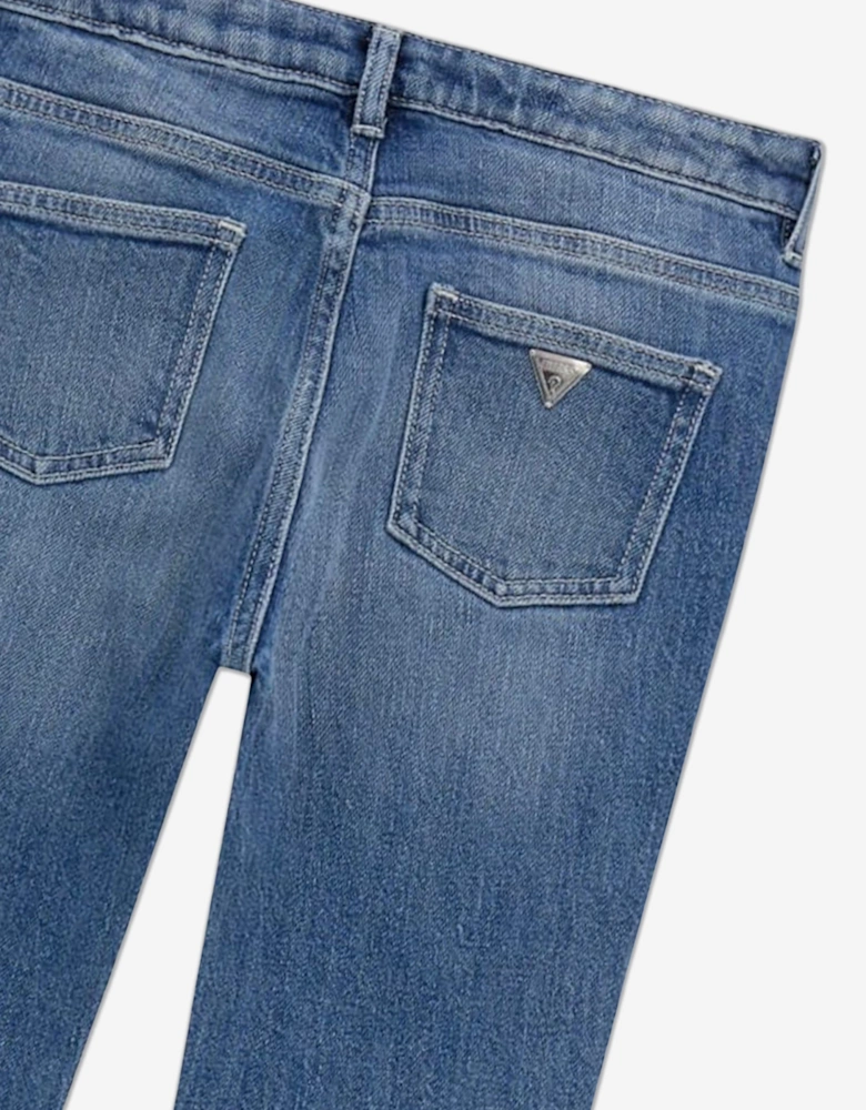 Girls Denim Flared Jeans with Rhinestones in Blue