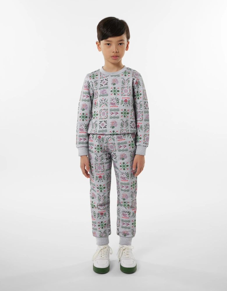 Boys Seasonal Print Sweatshirt in Grey