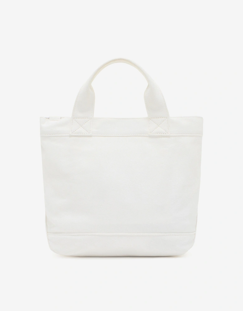 Girls Canvas Logo Tote Bag in Ivory (29cm)