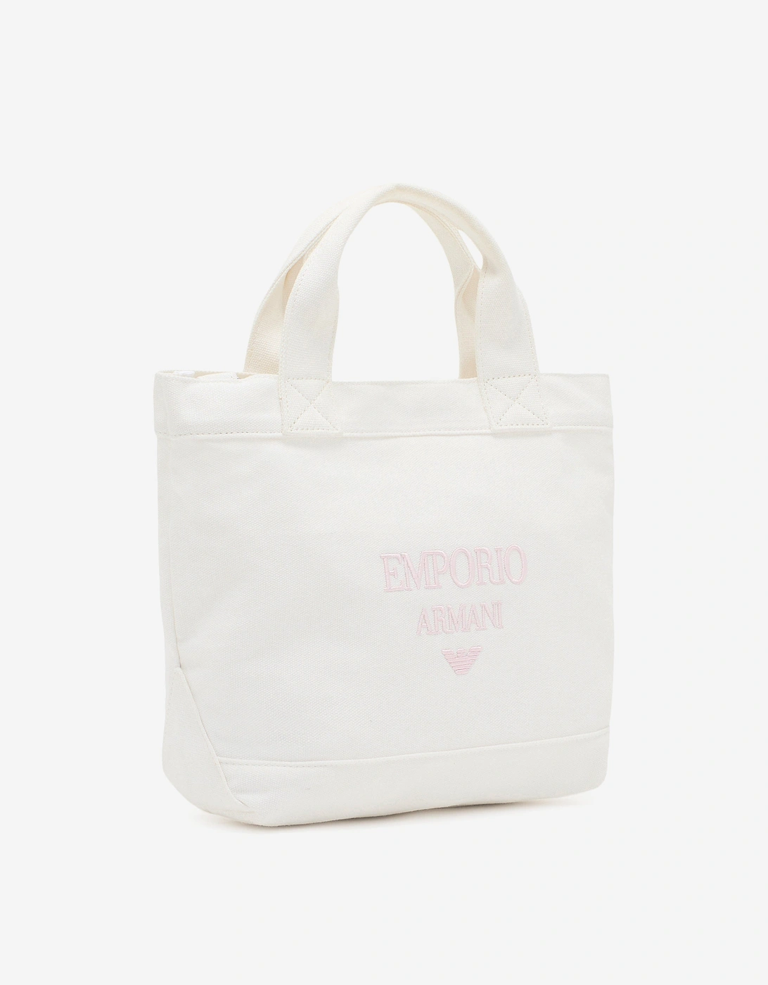 Girls Canvas Logo Tote Bag in Ivory (29cm)
