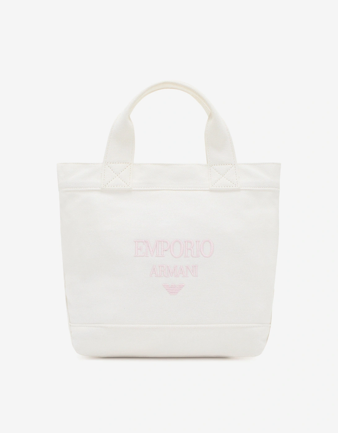 Girls Canvas Logo Tote Bag in Ivory (29cm), 7 of 6