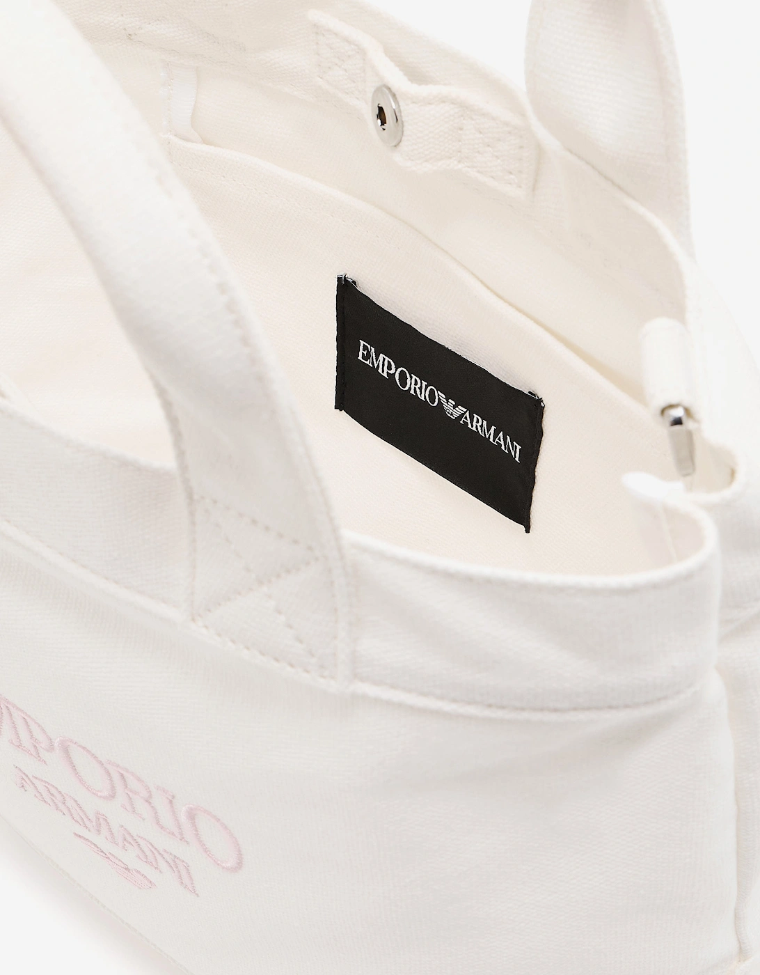 Girls Canvas Logo Tote Bag in Ivory (29cm)