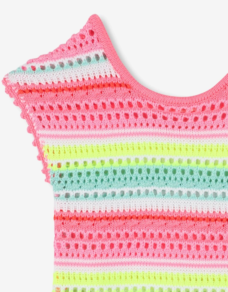 Billieblush Girls Striped Crochet Dress in Multicolour