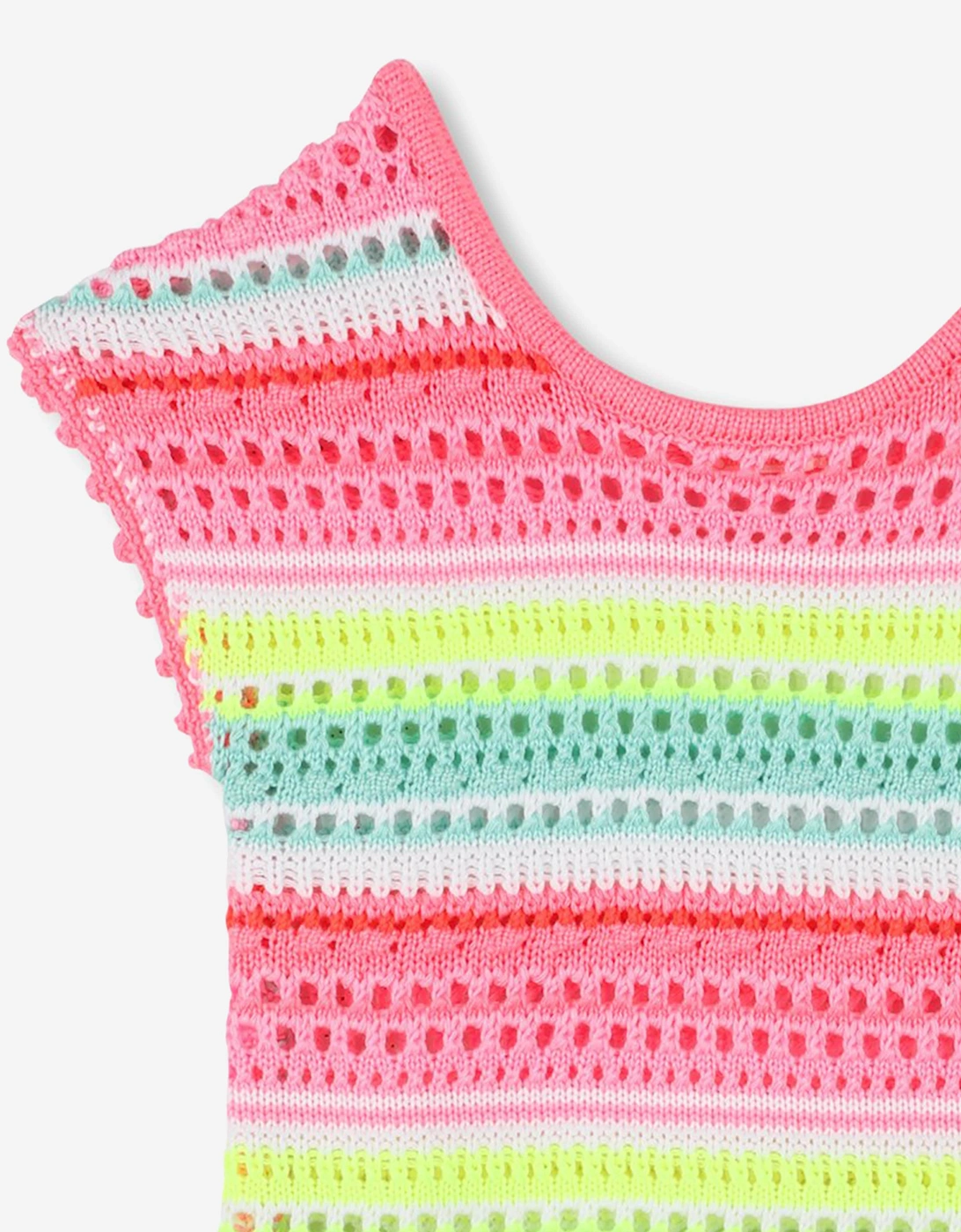 Billieblush Girls Striped Crochet Dress in Multicolour