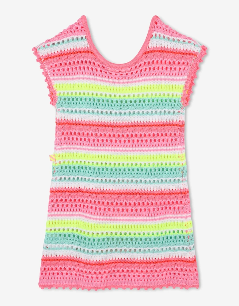 Billieblush Girls Striped Crochet Dress in Multicolour