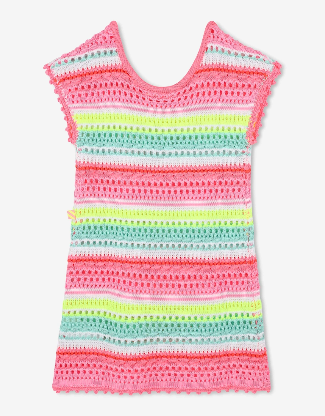 Billieblush Girls Striped Crochet Dress in Multicolour