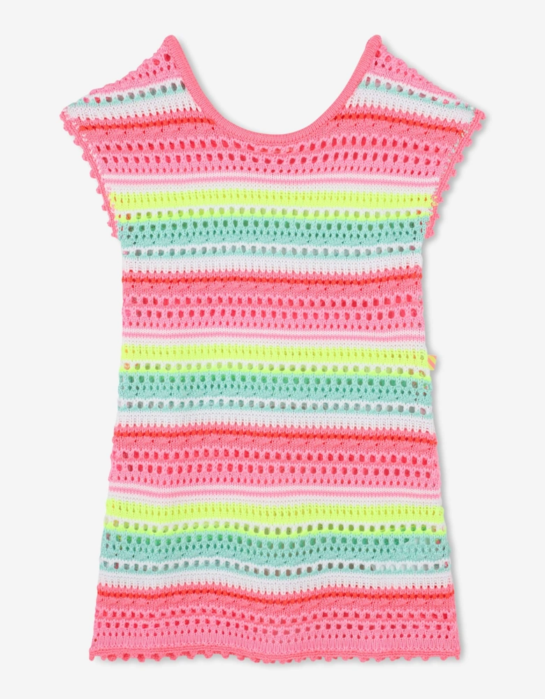 Billieblush Girls Striped Crochet Dress in Multicolour