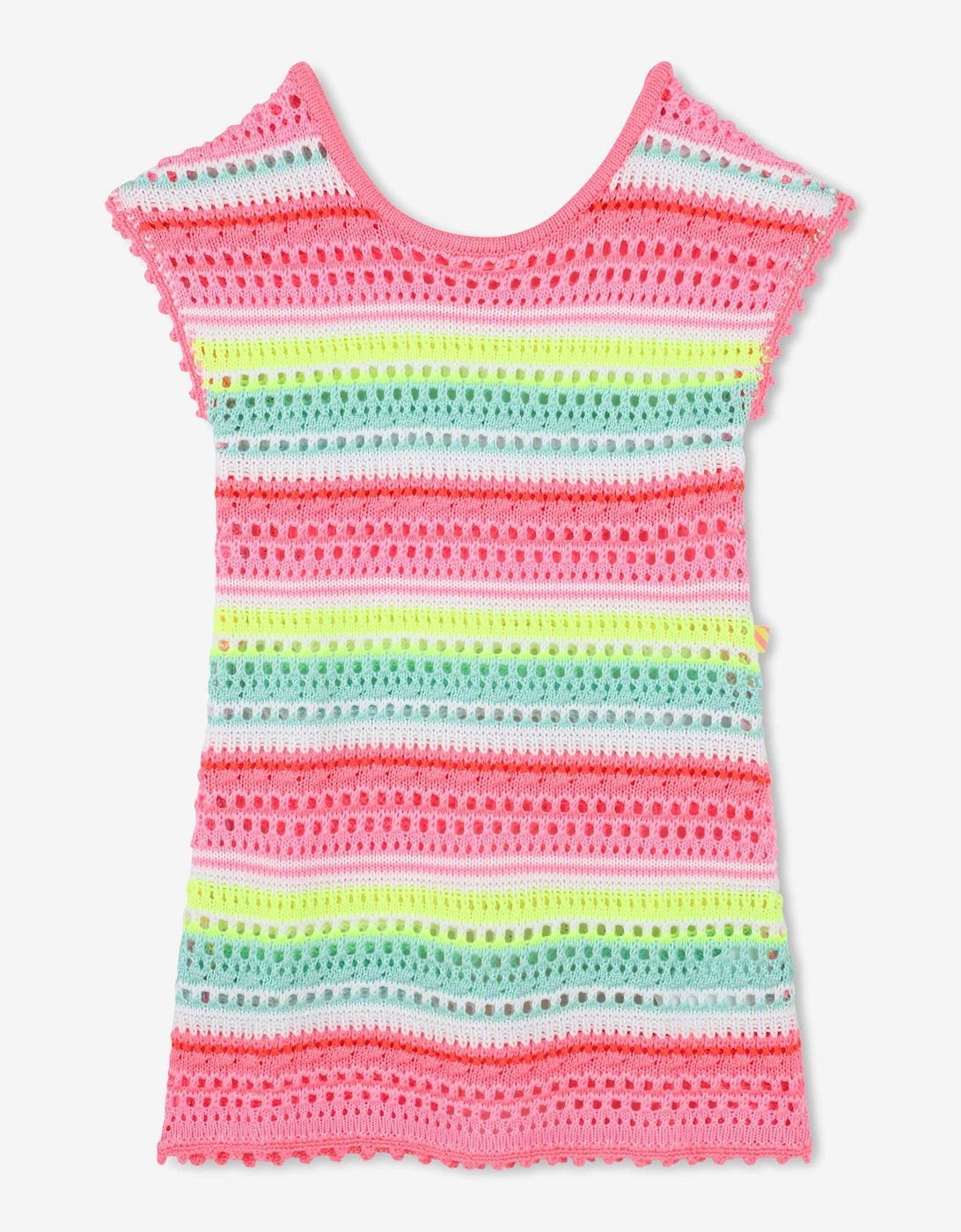 Billieblush Girls Striped Crochet Dress in Multicolour, 5 of 4