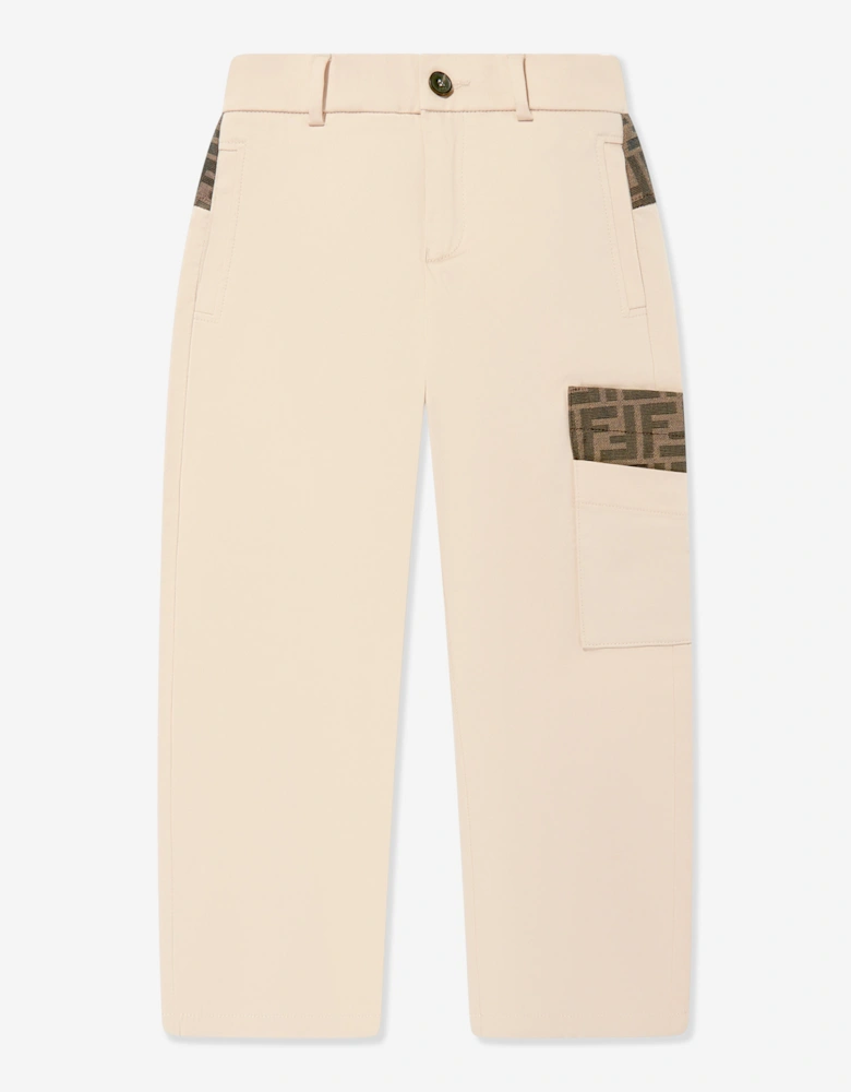 Boys Stretch Gabardine Trousers in Beige