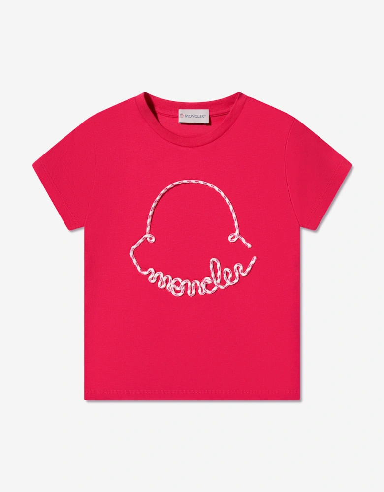 Enfant Girls Embroidered Logo T-Shirt in Red